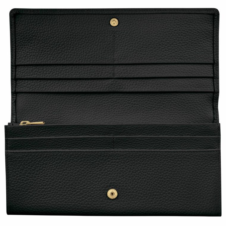 Longchamp Leather Wallets Women Black Le Foulonné Continental Wallet Black - Leather - Image 3