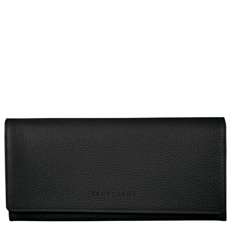 Longchamp Leather Wallets Women Black Le Foulonné Continental Wallet Black - Leather