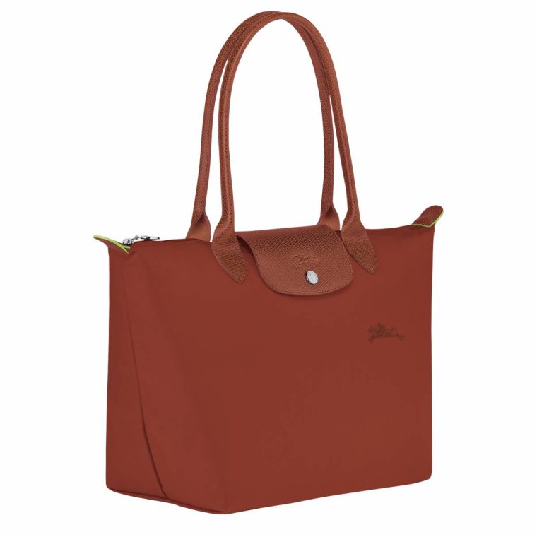 Longchamp Women Chestnut Le Pliage Green M Tote Bag Chestnut - Recycled Canvas Shoulder Bags - Image 2