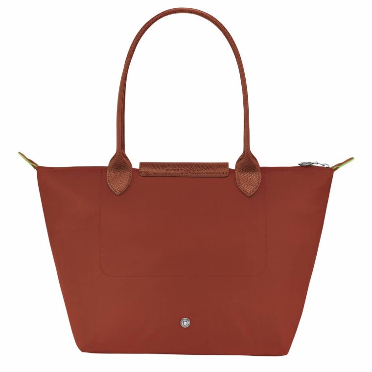 Longchamp Women Chestnut Le Pliage Green M Tote Bag Chestnut - Recycled Canvas Shoulder Bags - Image 3