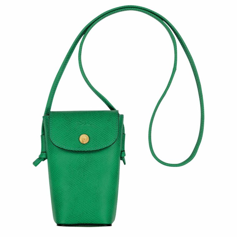 Longchamp Women Green Épure Phone Case With Leather Lace Green - Leather Phone Cases
