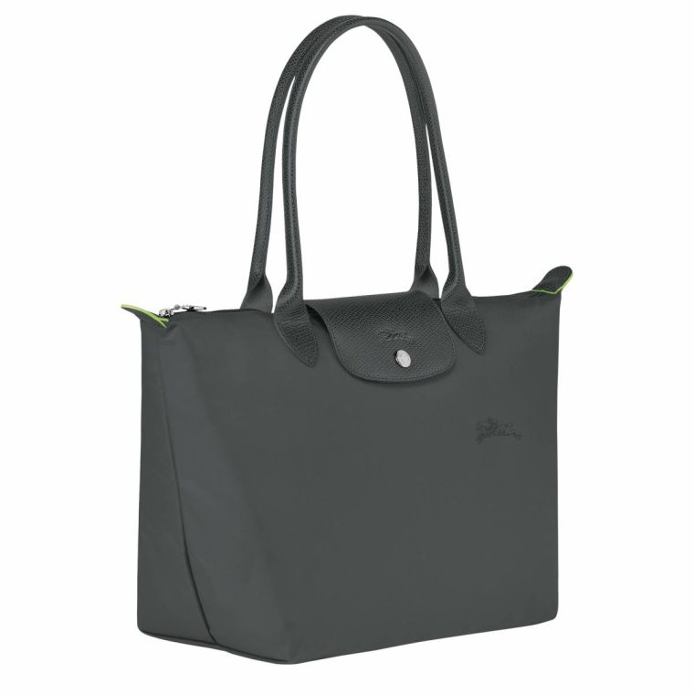 Longchamp Women Le Pliage Green M Tote Bag Graphite - Recycled Canvas Graphite Shoulder Bags - Image 2