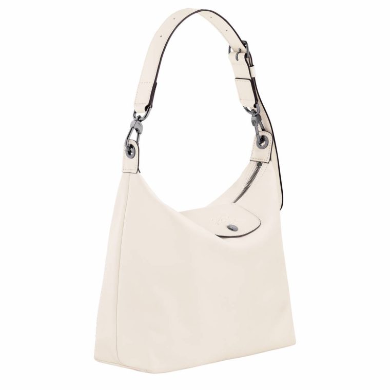 Longchamp Women Le Pliage Xtra M Hobo Bag Ecru - Leather Ecru Leather Bags - Image 3