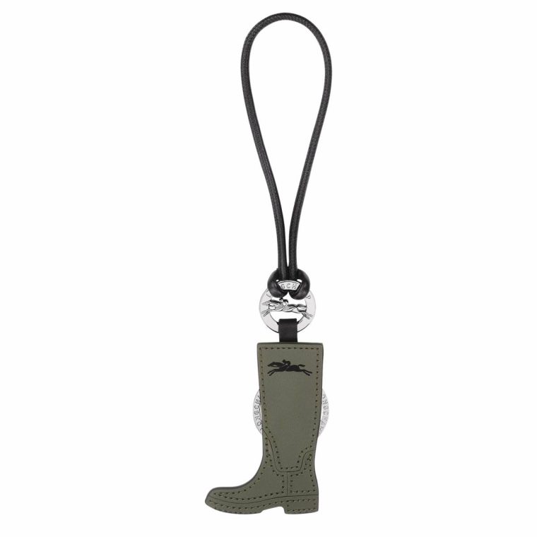 Longcharm Keyring Khaki - Leather Women Longchamp Khaki Keyrings