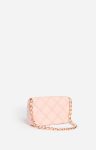 Medium Leather Moon Bag Embossed Denim Canvas Women Crossbody Bags Bubble Gum Vanessa Bruno - Image 3