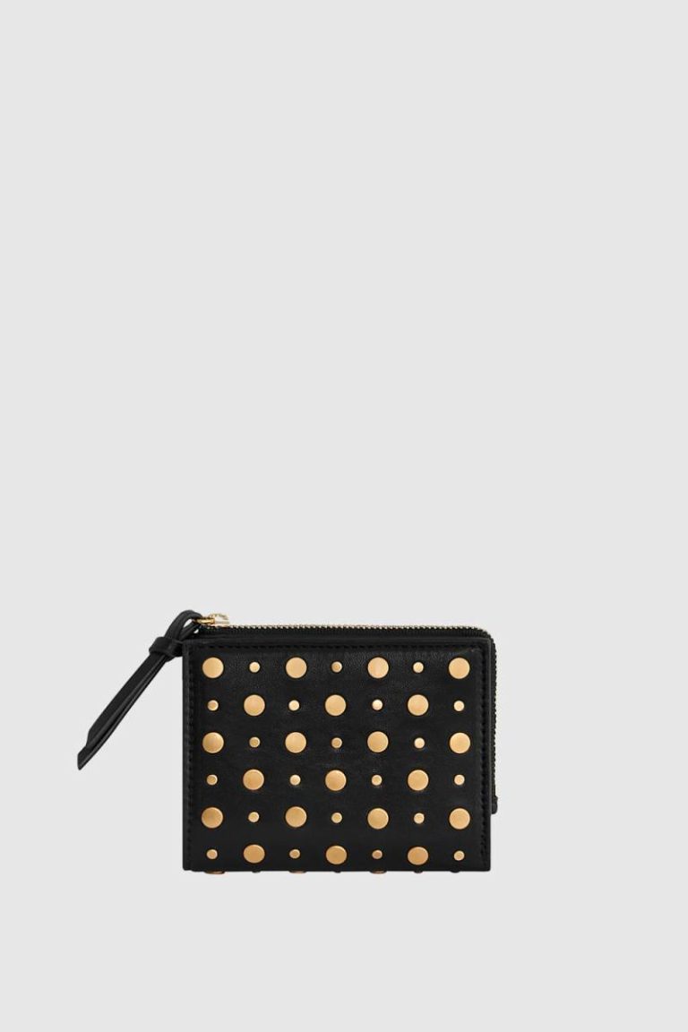 Megan Slim Wallet With Studs Rebecca Minkoff Women Black Wallet