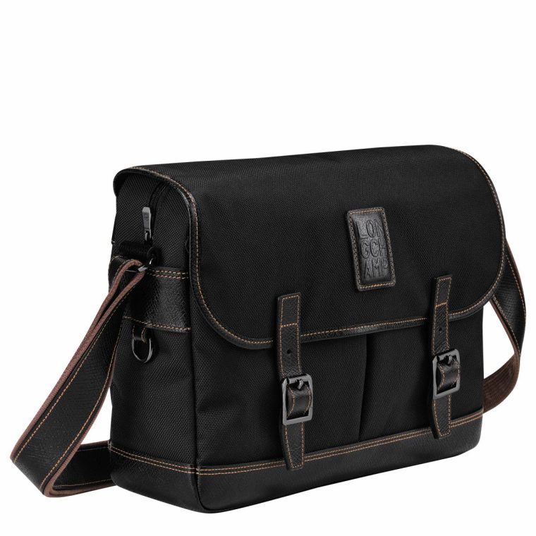 Men Longchamp Boxford L Crossbody Bag Black - Recycled Canvas Crossbody Bags Black - Image 2