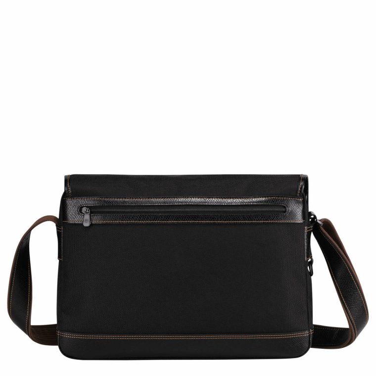 Men Longchamp Boxford L Crossbody Bag Black - Recycled Canvas Crossbody Bags Black - Image 3