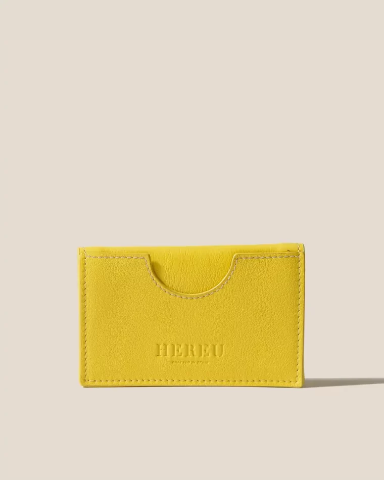 Men Rodona - Foldable Leather Card Holder Small Leather Goods Hereu Lemon
