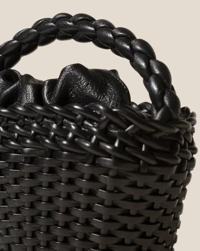 Mini Bags Fiol Tote Leather - Hand-Braided Mini Tote Bag Hereu Black Women - Image 2