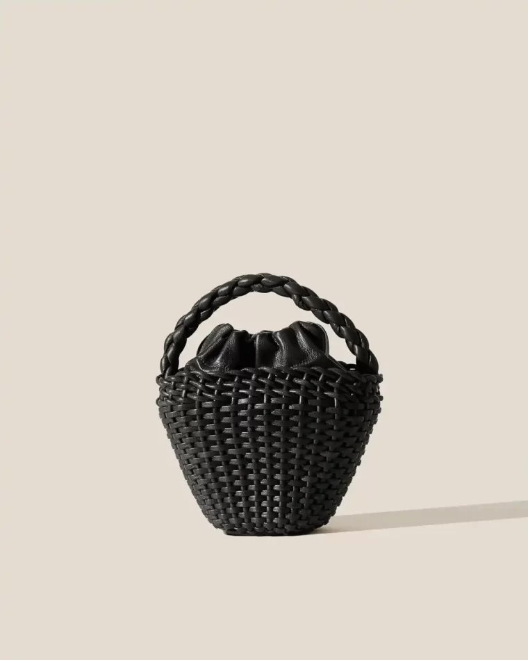 Mini Bags Fiol Tote Leather - Hand-Braided Mini Tote Bag Hereu Black Women