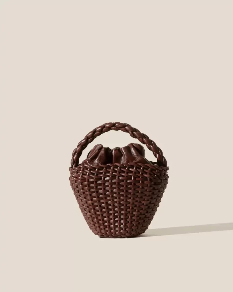 Mini Bags Fiol Tote Leather - Hand-Braided Mini Tote Bag Women Hereu Chestnut - Image 2