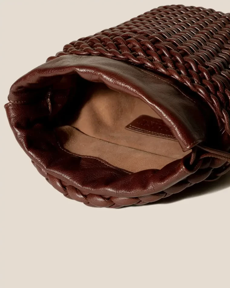 Mini Bags Fiol Tote Leather - Hand-Braided Mini Tote Bag Women Hereu Chestnut - Image 4