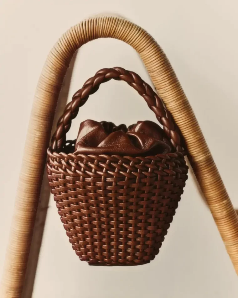 Mini Bags Fiol Tote Leather - Hand-Braided Mini Tote Bag Women Hereu Chestnut
