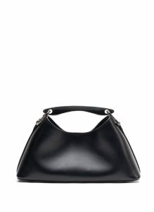 Mini Boomerang Leather Black - Silver Black Women Boomerang Elleme