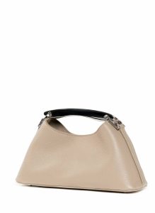 Mini Boomerang Pebbled Leather Taupe - Silver Taupe Boomerang Elleme Women - Image 3