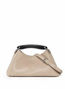 Mini Boomerang Pebbled Leather Taupe - Silver Taupe Boomerang Elleme Women - Image 4