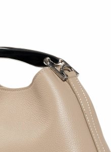 Mini Boomerang Pebbled Leather Taupe - Silver Taupe Boomerang Elleme Women - Image 5