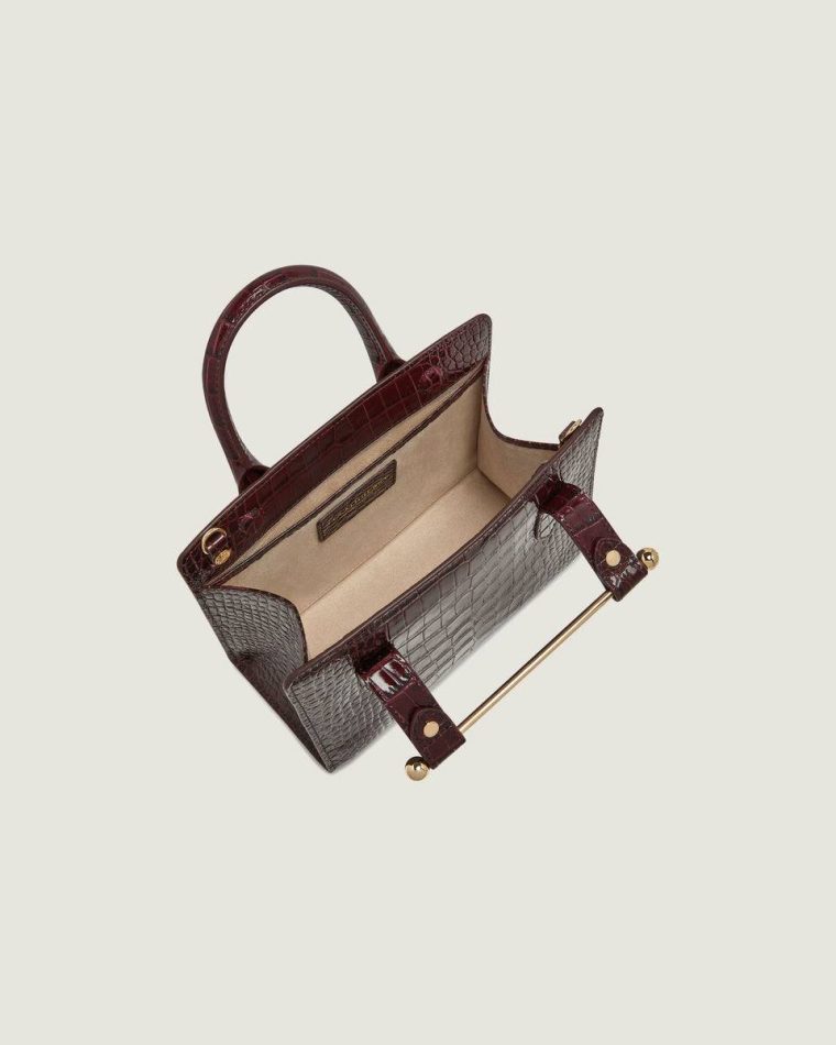 Mini Tote Strathberry Women Croc-Embossed Burgundy Embossed Edit Bags - Image 5