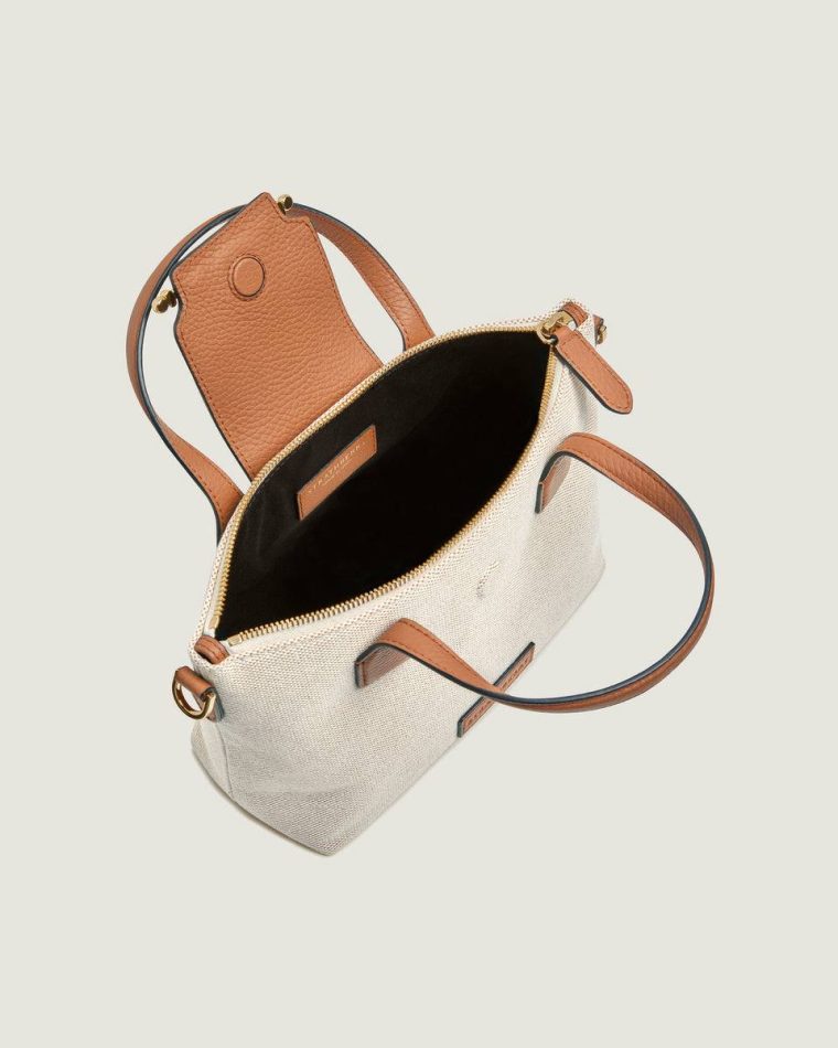 Mini Travel Tote Women Canvas Ecru/Tan Strathberry Travel Bags - Image 5