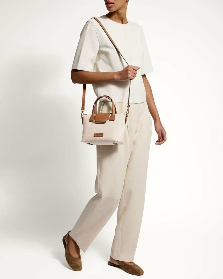 Mini Travel Tote Women Canvas Ecru/Tan Strathberry Travel Bags