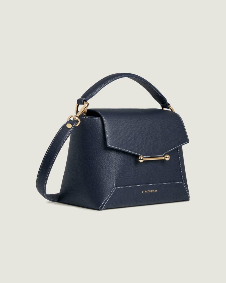 Mosaic Bag Strathberry Totes & Top Handle Bags Women Navy With Vanilla Stitch - Image 2