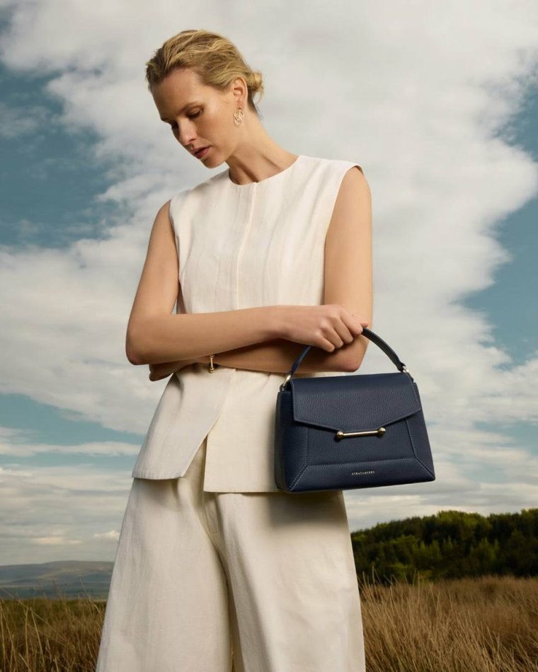 Mosaic Bag Strathberry Totes & Top Handle Bags Women Navy With Vanilla Stitch