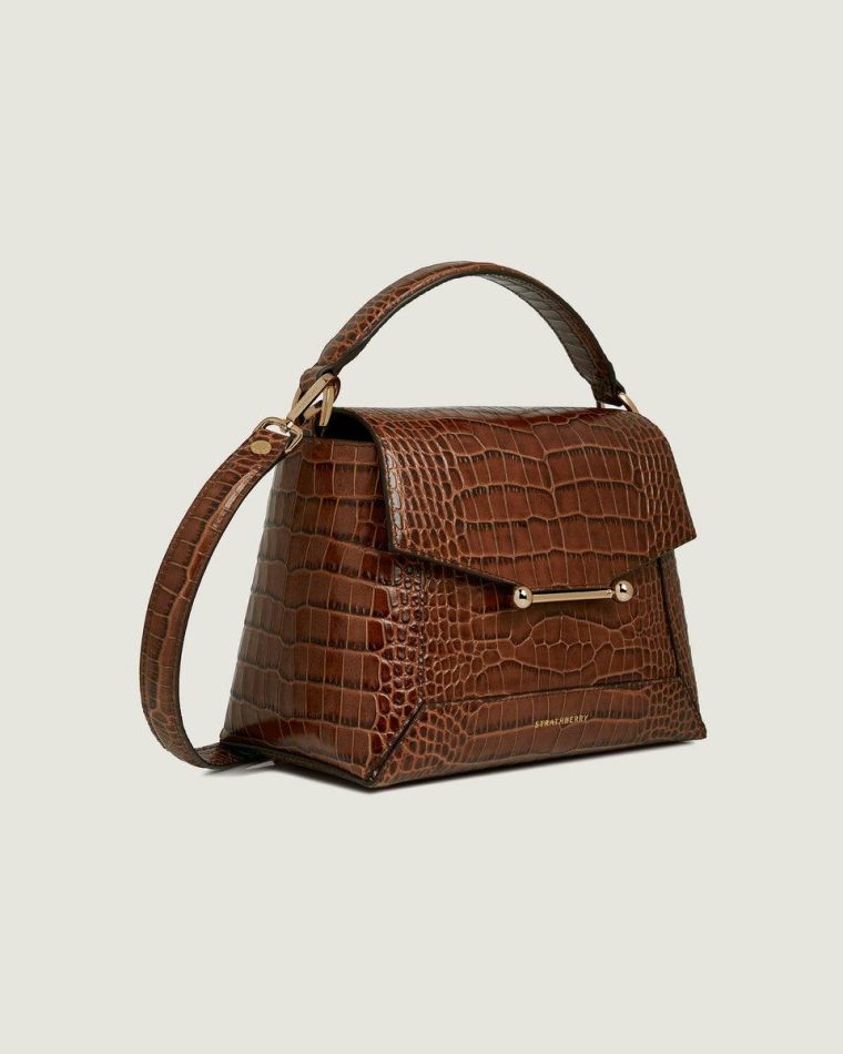 Mosaic Bag Women Soft Croc-Embossed Leather Walnut Strathberry Embossed Edit Bags - Image 2