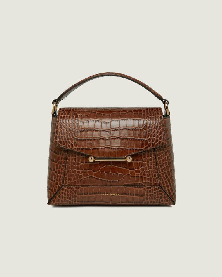 Mosaic Bag Women Soft Croc-Embossed Leather Walnut Strathberry Embossed Edit Bags - Image 3