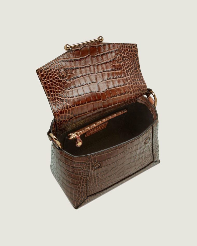 Mosaic Bag Women Soft Croc-Embossed Leather Walnut Strathberry Embossed Edit Bags - Image 5