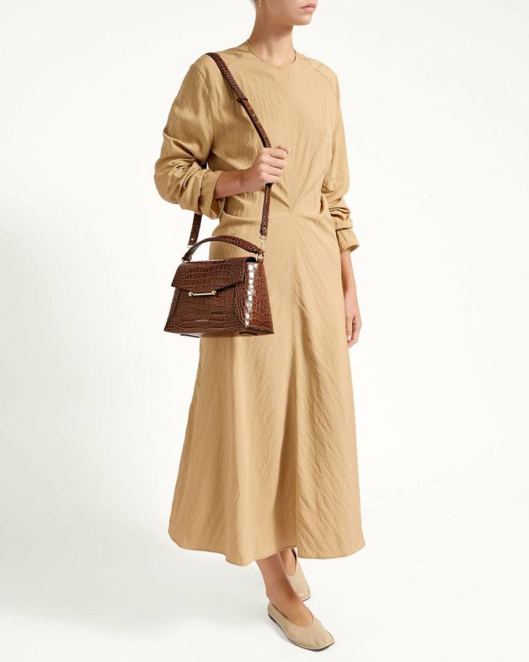 Mosaic Bag Women Soft Croc-Embossed Leather Walnut Strathberry Embossed Edit Bags