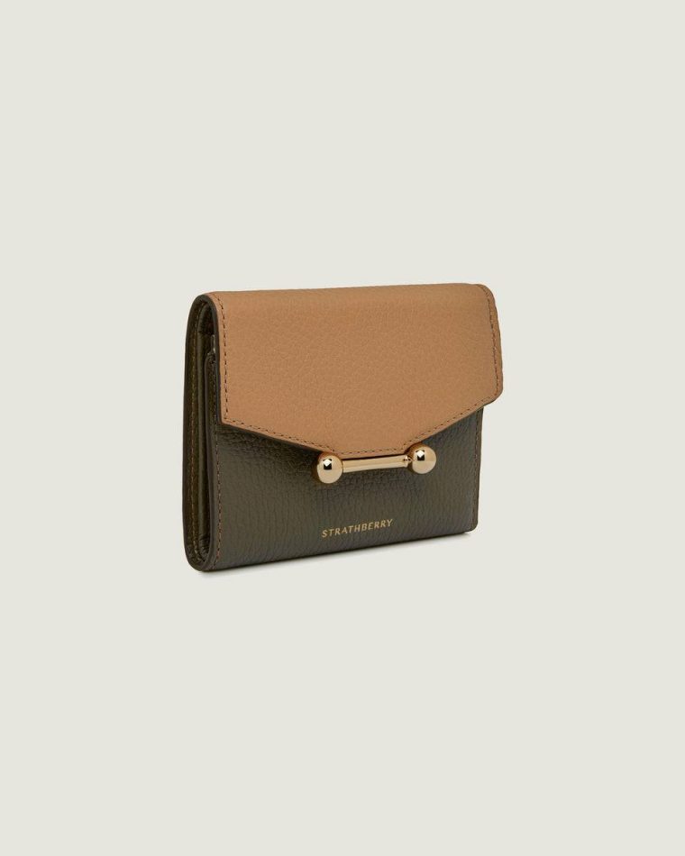 Mosaic Trifold Wallet Women Strathberry Wallets Khaki/Caramel/Diamond - Image 2
