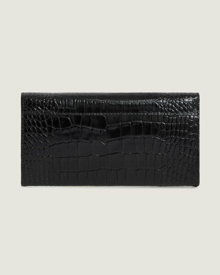 Multrees Chain Wallet Women Croc-Embossed Leather Black Strathberry Embossed Edit Bags - Image 4
