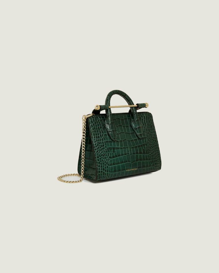Nano Tote Croc-Embossed Leather Bottle Green Strathberry Embossed Edit Bags Women - Image 2