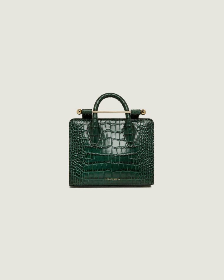 Nano Tote Croc-Embossed Leather Bottle Green Strathberry Embossed Edit Bags Women - Image 3