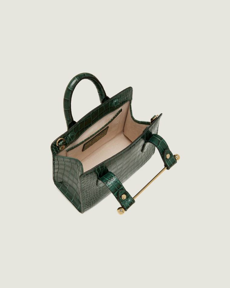 Nano Tote Croc-Embossed Leather Bottle Green Strathberry Embossed Edit Bags Women - Image 5