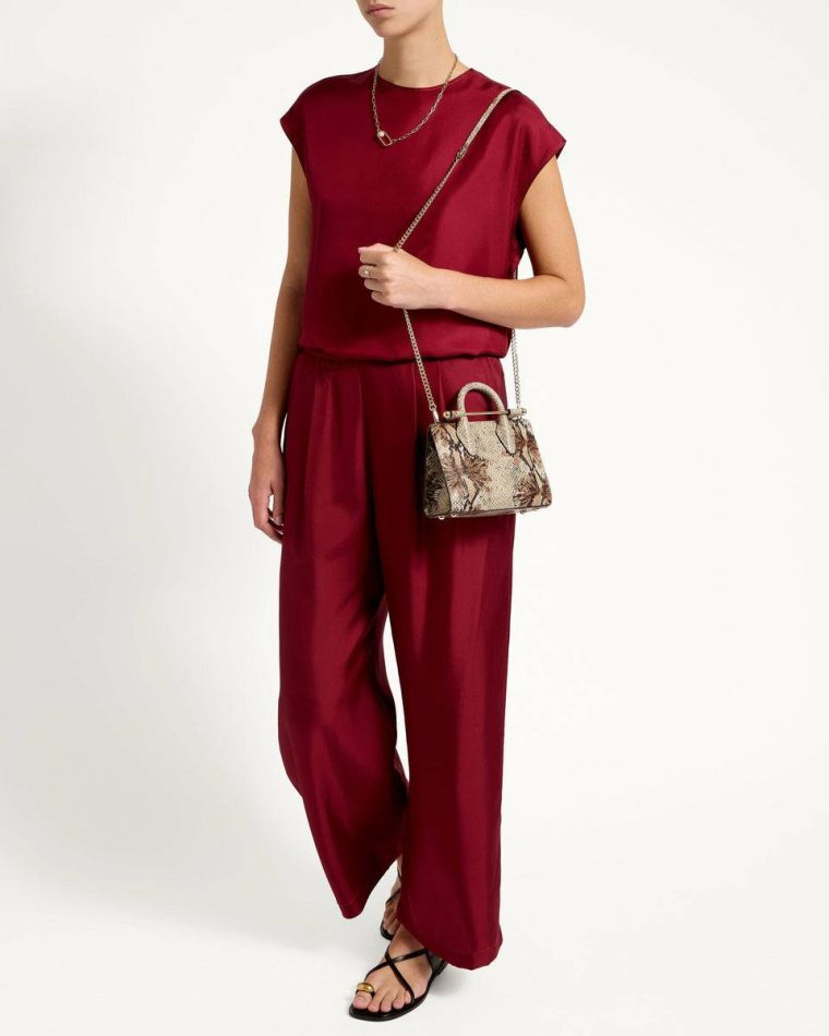 Nano Tote Embossed Edit Bags Floral Snake-Embossed Leather Chocolate Strathberry Women