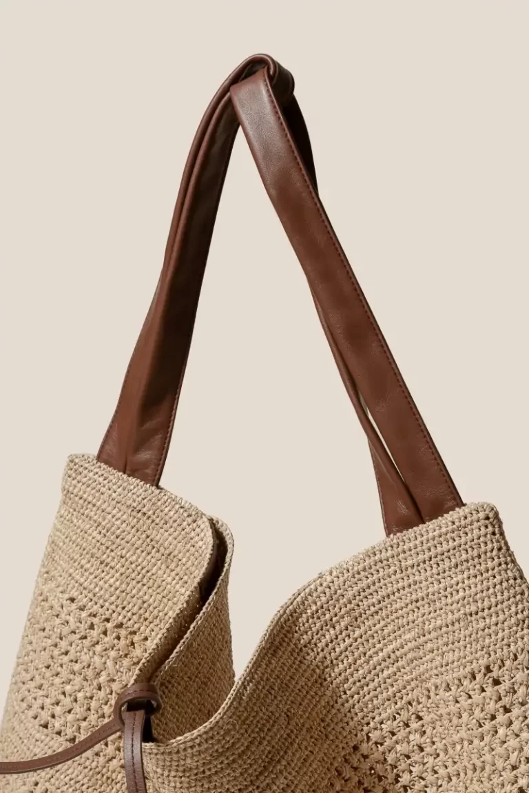 Natural/Chestnut Shoulder Bags Women Cador - Slouchy Raffia Macrame Shoulder Bag Hereu - Image 2