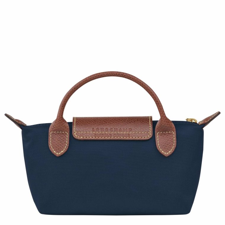 Navy Pouches & Cases Le Pliage Original Pouch With Handle Navy - Recycled Canvas Longchamp Women - Image 3