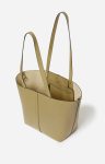 Olive Small Leather Daily Tote 100% Cowhide Leather Women Vanessa Bruno Shoulder Bags - Image 5