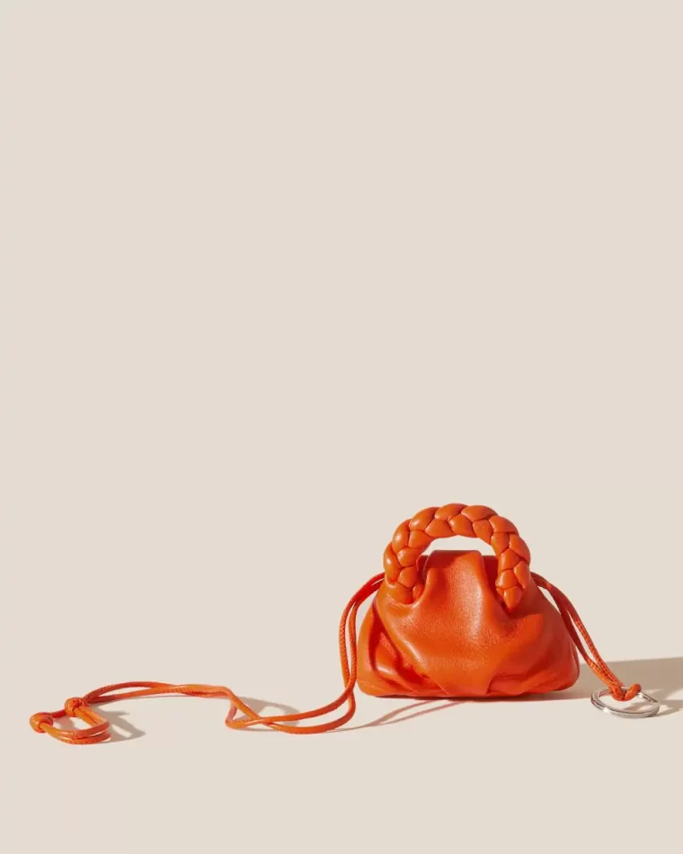Orange Men Bombon Mini Purse - Plaited-Handle Leather Keychain Purse Hereu Small Leather Goods