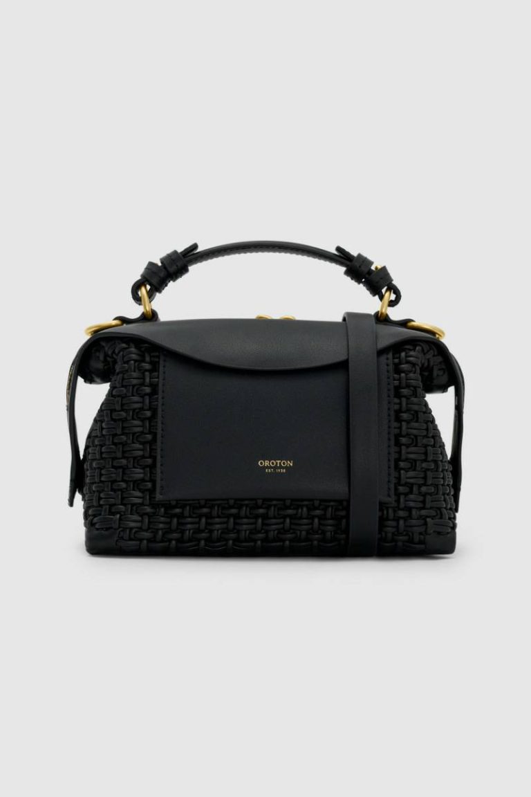 Oroton Mica Workmanship Mini Bowler Black Womne Crossbody