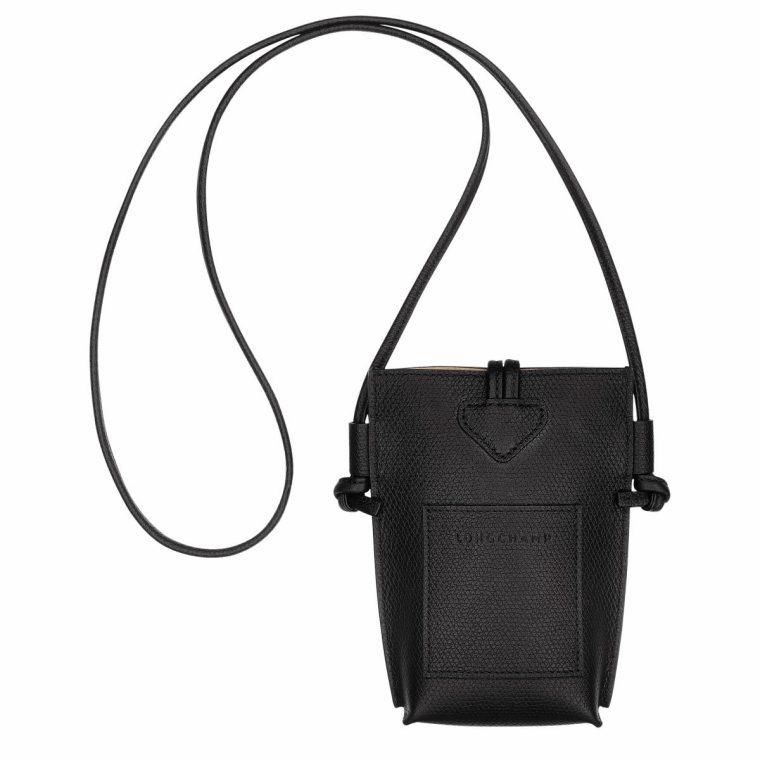 Phone Cases Longchamp Black Women Le Roseau Phone Case Black - Leather - Image 4