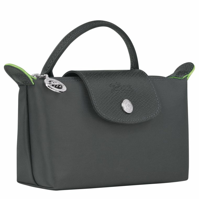 Pouches & Cases Graphite Le Pliage Green Pouch With Handle Graphite - Recycled Canvas Women Longchamp - Image 2
