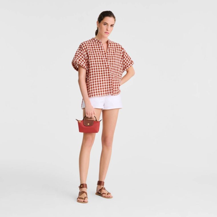 Pouches & Cases Tomato Women Longchamp Le Pliage Original Pouch With Handle Tomato - Recycled Canvas