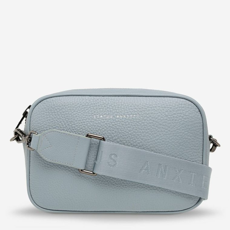 Powder Blue Crossbody Plunder Bag With Webbed Strap - Powder Blue Status Anxiety Women - Image 2