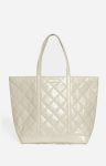 Quilted Tote Bags Women Vanessa Bruno Sand Quilted Leather Xl Zipped Cabas Tote Shoulder Carry, Zip Closure