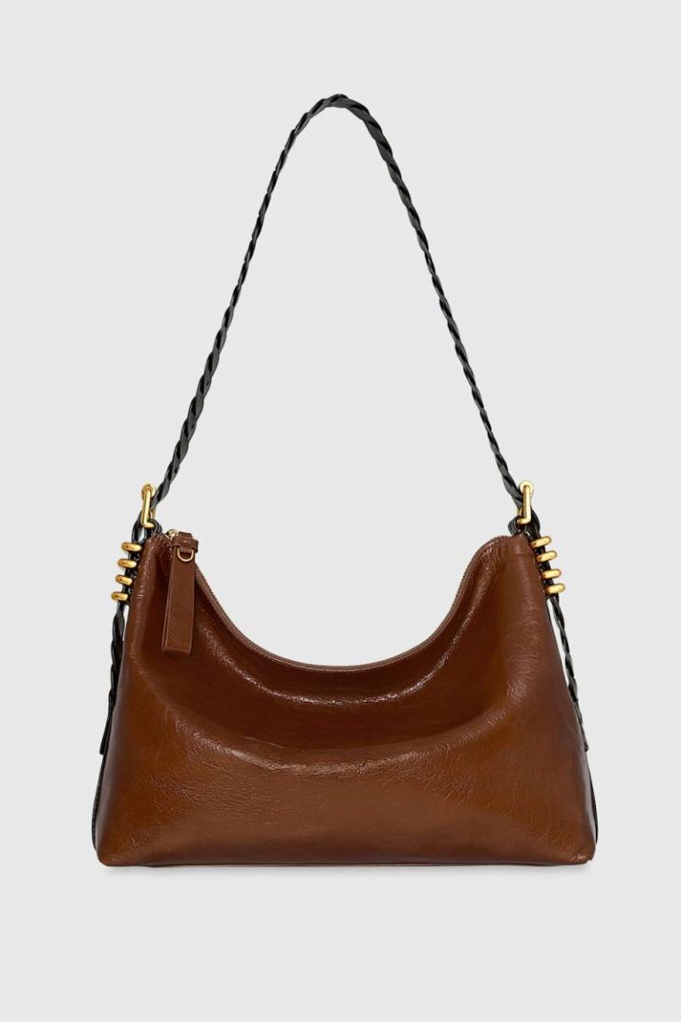 Rebecca Minkoff Tawny-Black Women Shoulder Bag Buckle Up Twist Strap Shoulder