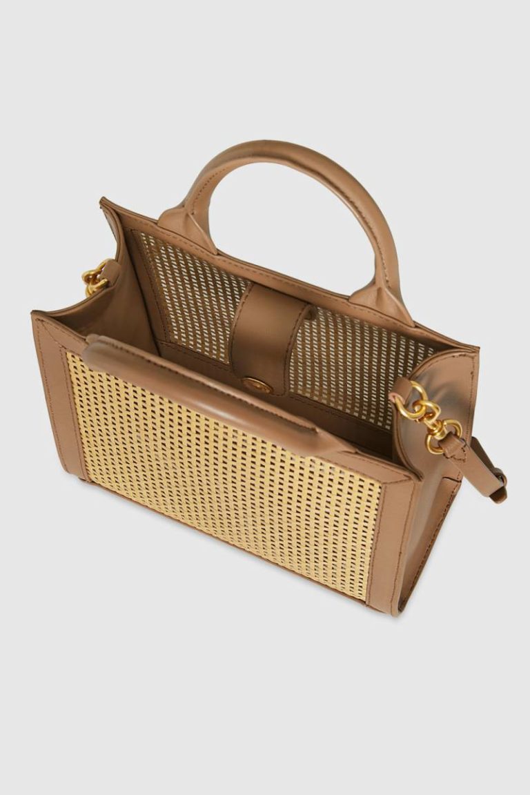 Rebecca Minkoff Women Crossbody Bag Natural-Straw-Saddle Megan Mini Tote - Image 3