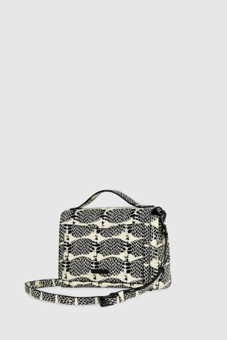 Rebecca Minkoff Women Megan Top Handle With Chain Black-White-Snake Crossbody Bag - Image 2